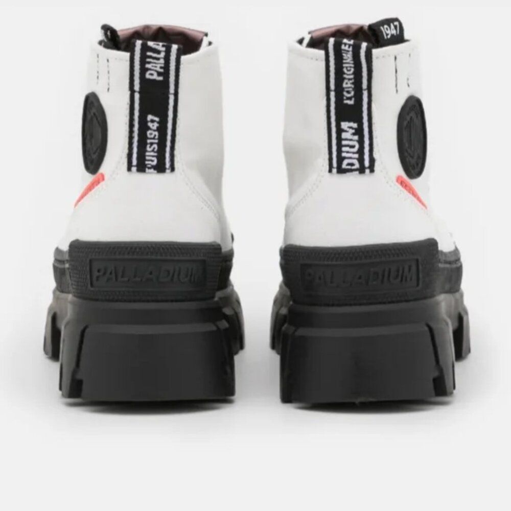 NEW Palladium Black White Canvas Chunky Lug Sole Y2K High Top Vegan Combat Boots - Picture 10 of 13